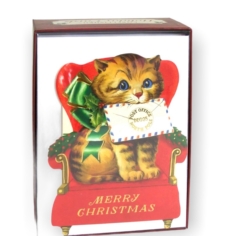 Punch Studio North Pole Kitten Embellished Holiday Cards, Box of 15 (21920)